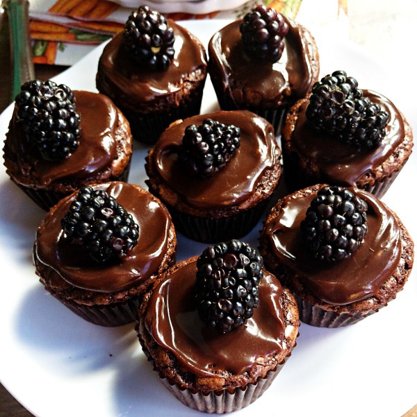 Ganache Blackberry Brownie Bites