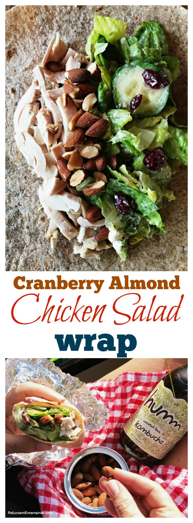 Cranberry Almond Chicken Salad Wrap in partnership with Blue Diamond Almonds
