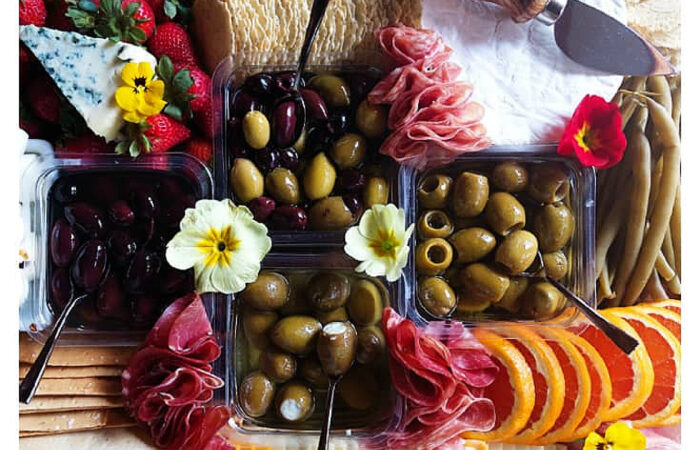 meat cheese with olives