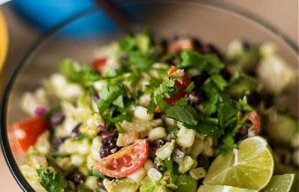 corn salad with chicken and tomatoes