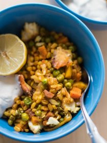 Turmeric Ginger Farro Baked Tilapia