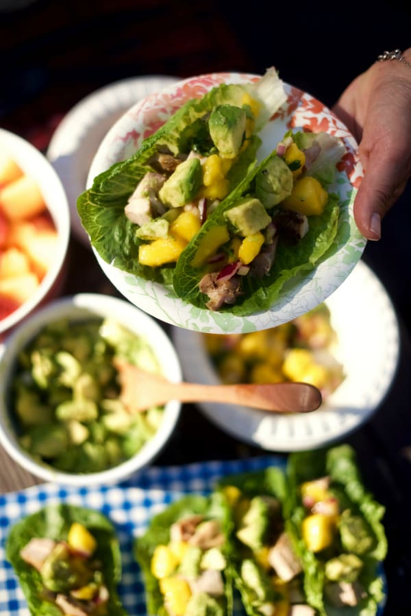 Mango Salsa Teriyaki Chicken Lettuce Wraps