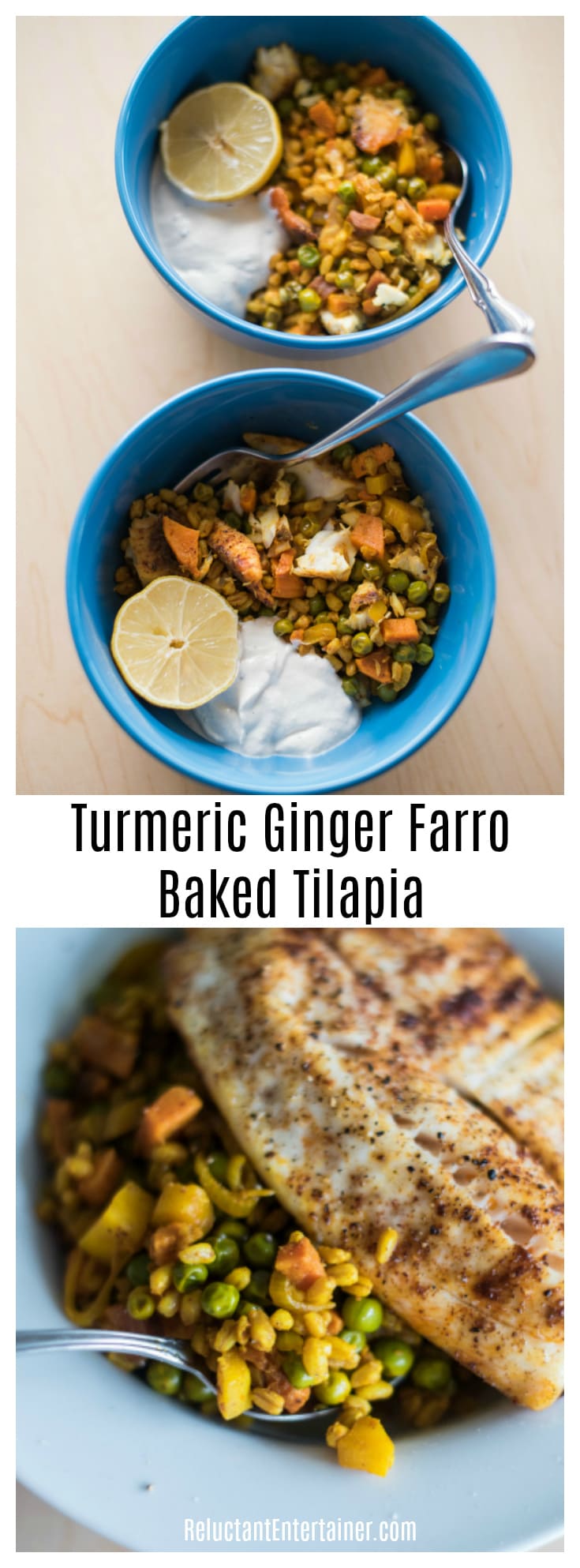 Turmeric Ginger Farro Baked Tilapia