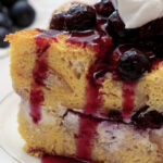 warm blueberry sauce on stuffed French Toast