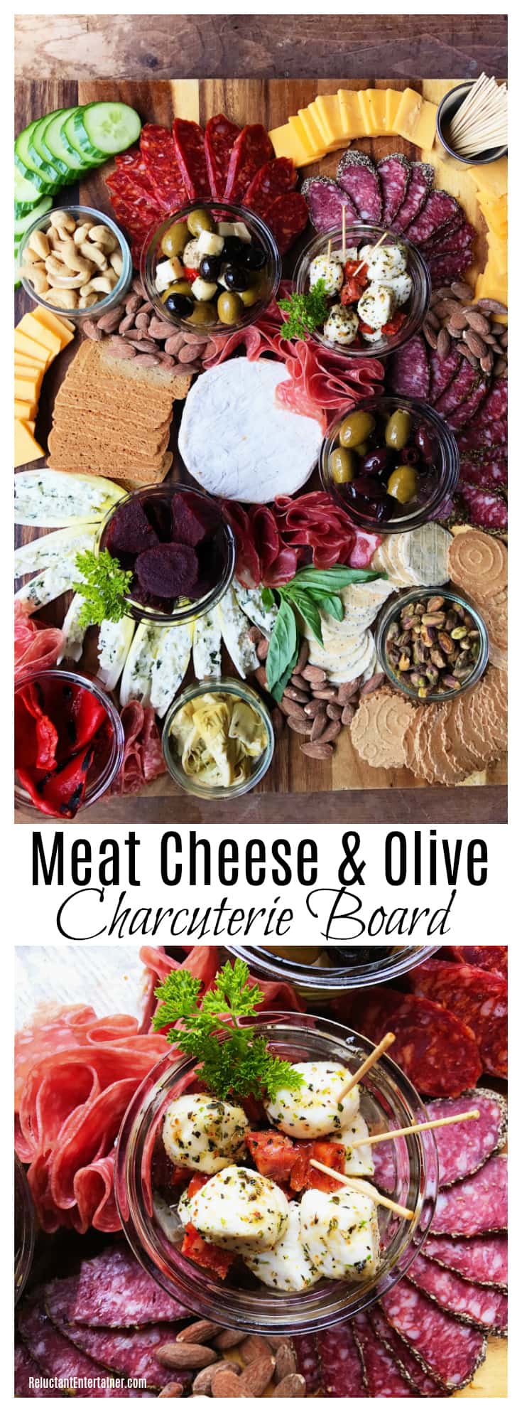 Meat Cheese & Olive Charcuterie Board - Reluctant Entertainer
