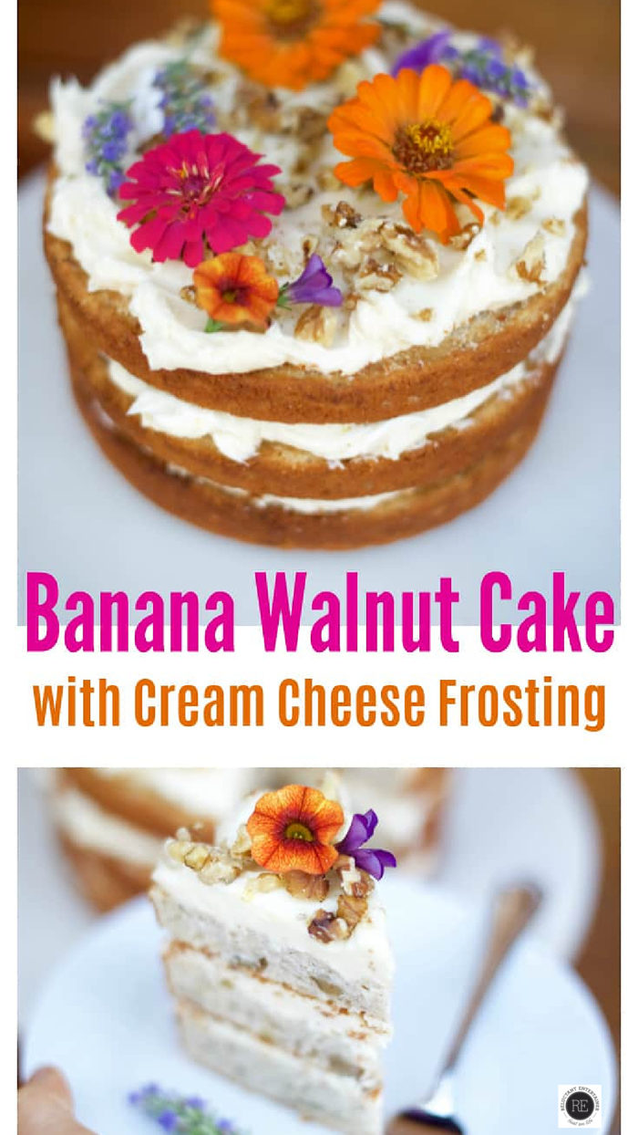 Banana Walnut Cake with cream cheese frosting