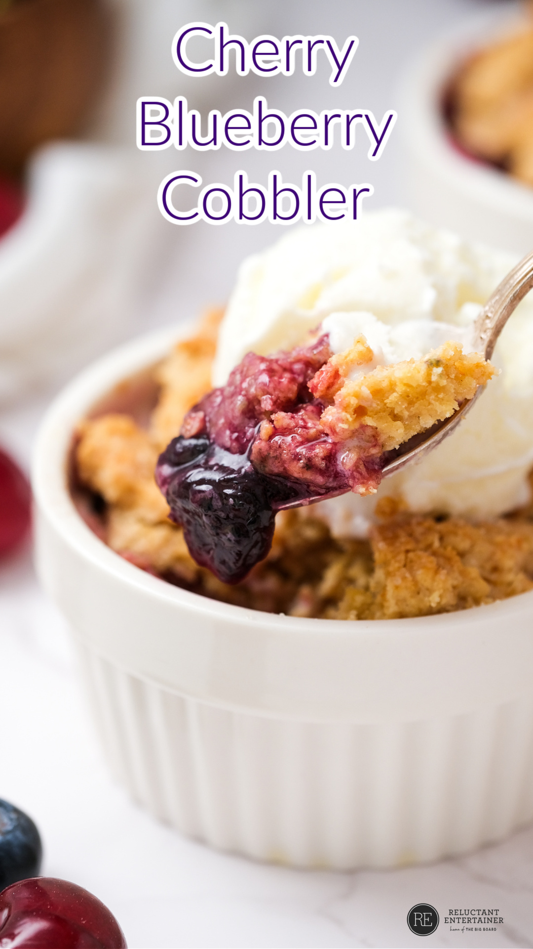 Cherry Blueberry Cobbler - Reluctant Entertainer