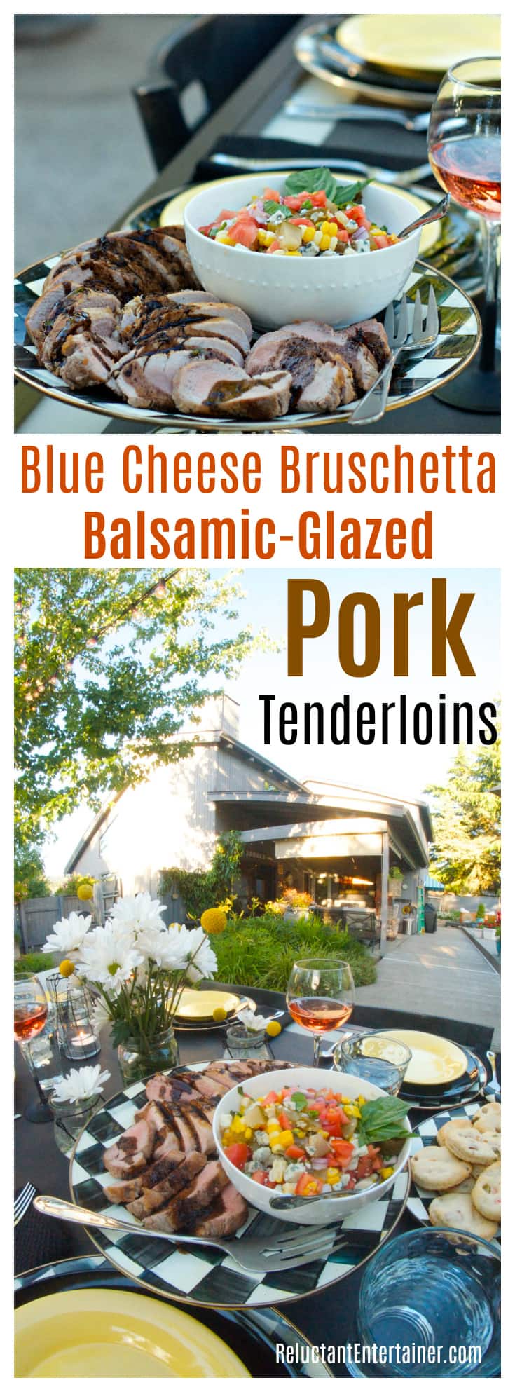 Blue Cheese Bruschetta Balsamic-Glazed Pork Tenderloins