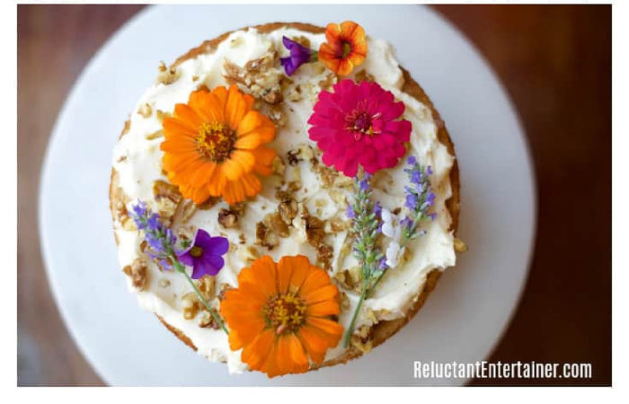 banana cake with flowers