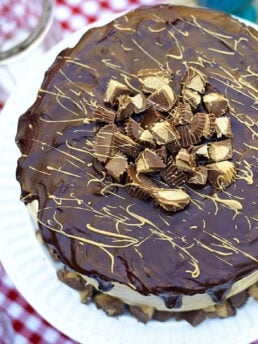peanut butter cups on a cake