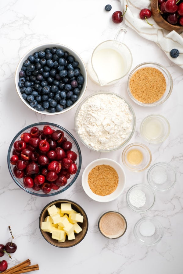 ingredients for Cherry Blueberry Cobbler