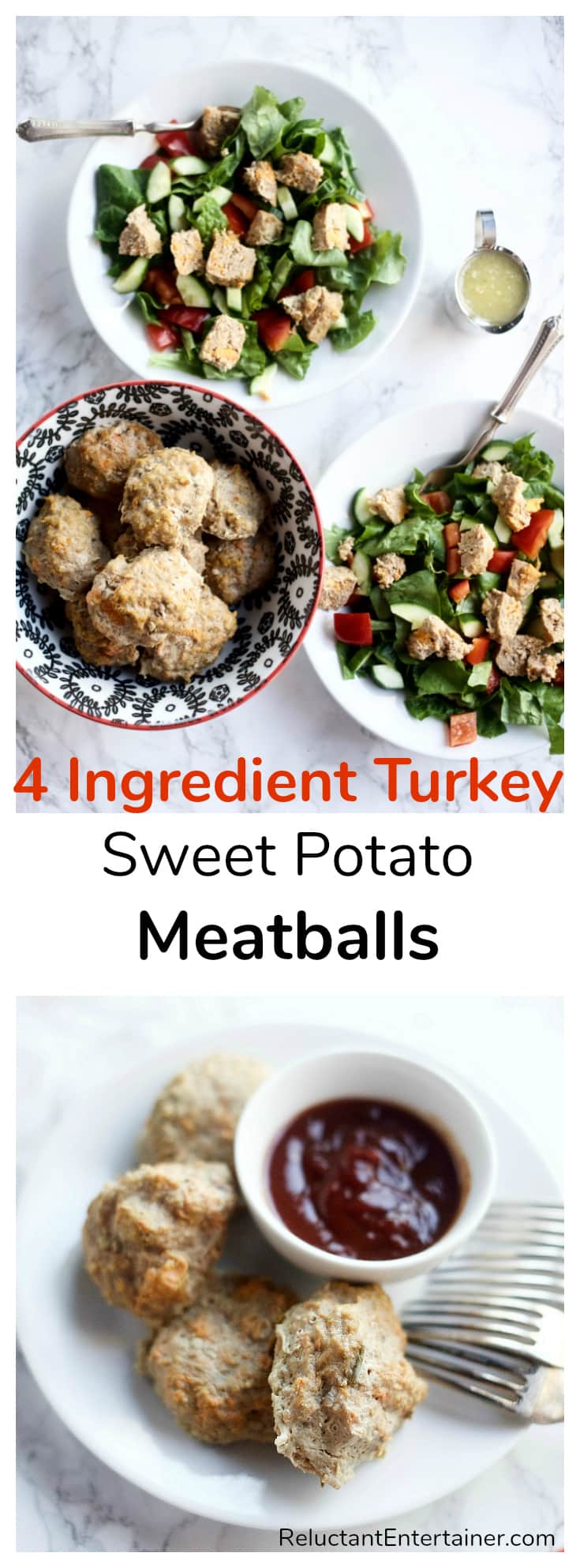 4 Ingredient Turkey Sweet Potato Meatballs - Reluctant Entertainer