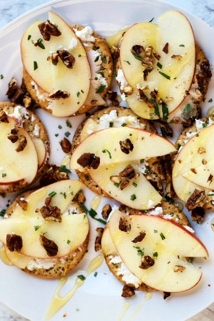 Apple Cheese Appetizer with drizzle of honey