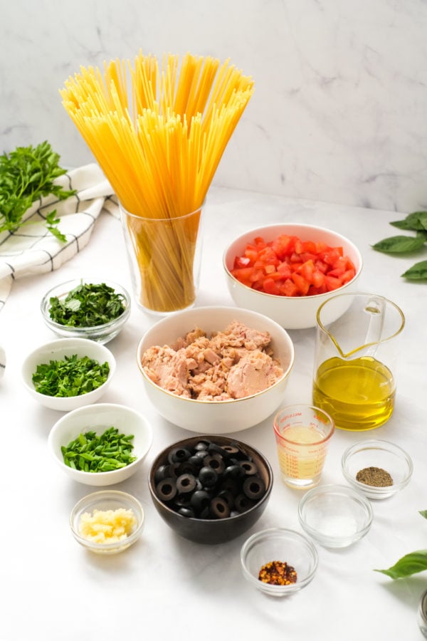 ingredients for Tuna Spaghetti Salad