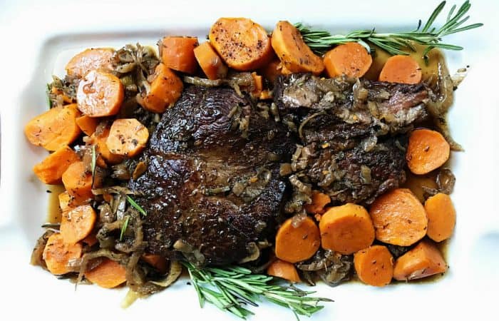 Serving a Sweet Potato Roast Beef Dinner Recipe