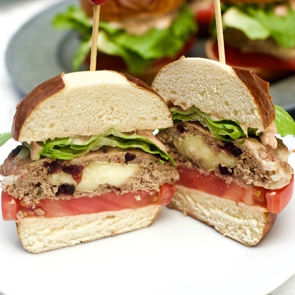 Brie-Stuffed Cranberry Turkey Burgers