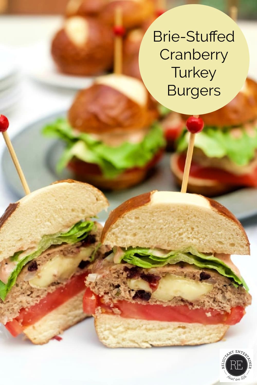 BrieStuffed Cranberry Turkey Burgers Reluctant Entertainer