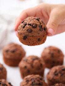 holding a Chocolate Zucchini Muffin