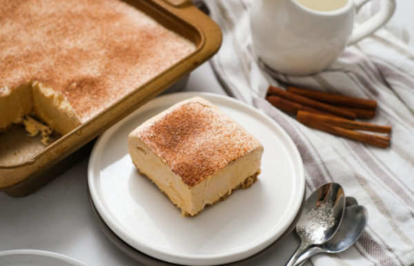 serving of Pumpkin Gingersnap Ice Cream Pie