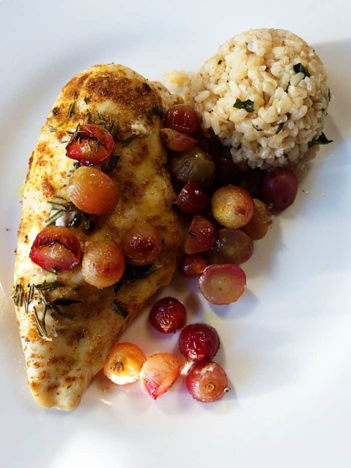 Baked Chicken Breasts with Roasted Grapes