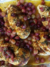 Baked Chicken Breasts with Roasted Grapes