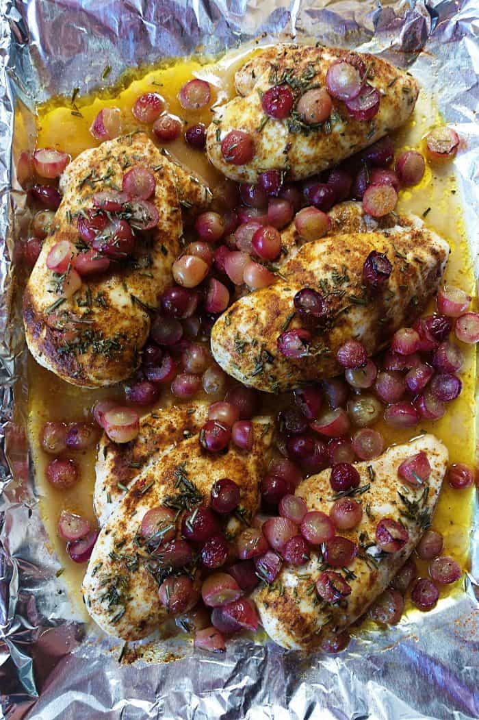 Baked Chicken Breasts with Roasted Grapes