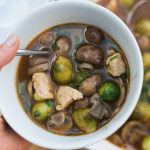 Brussels Sprout Mushroom Chicken Soup