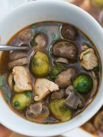 Brussels Sprout Mushroom Chicken Soup