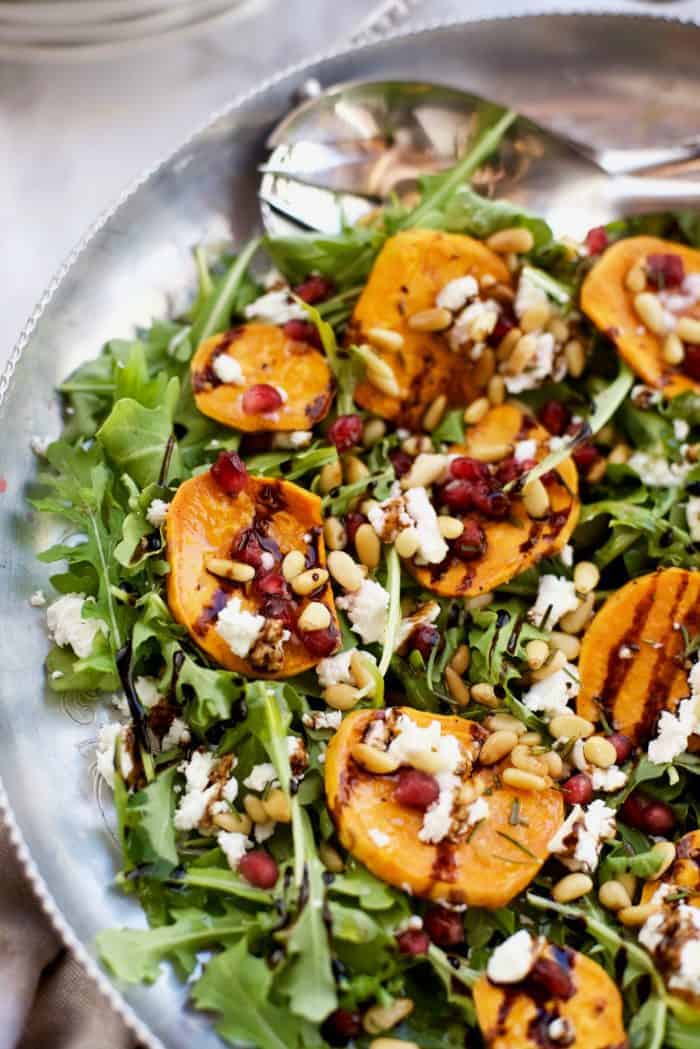 Garlic Roasted Yam Arugula Salad