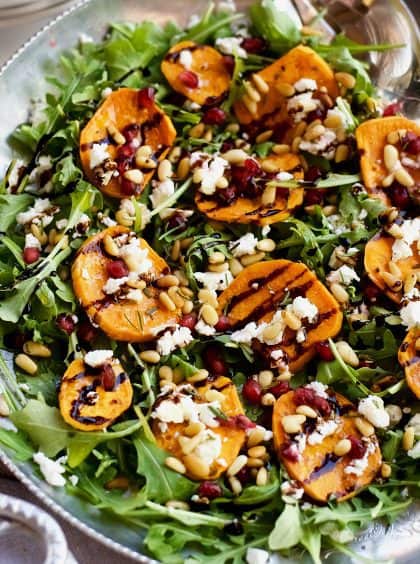 Garlic Roasted Yam Arugula Salad