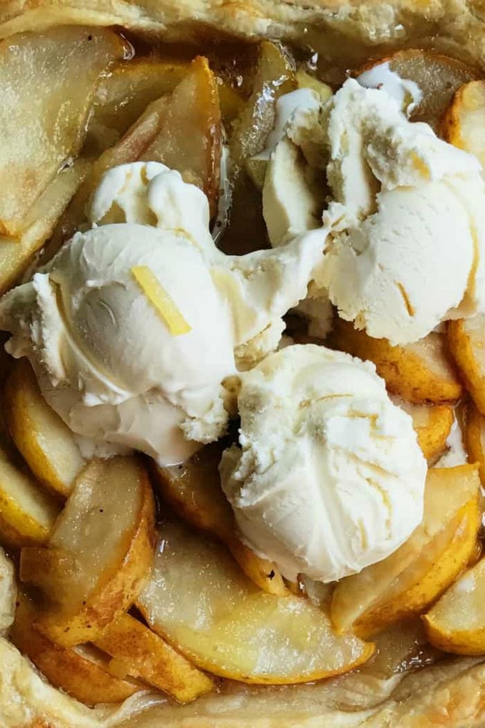 Pear Puff Pastry Dessert Recipe with ice cream