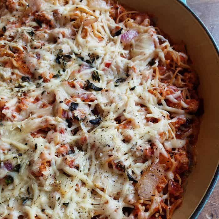 Cheesy Ground Turkey Ramen Skillet Recipe