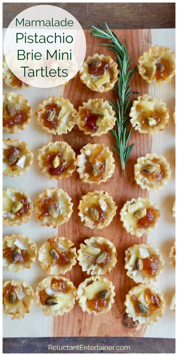 tray of Marmalade Pistachio Brie Mini Tartlets