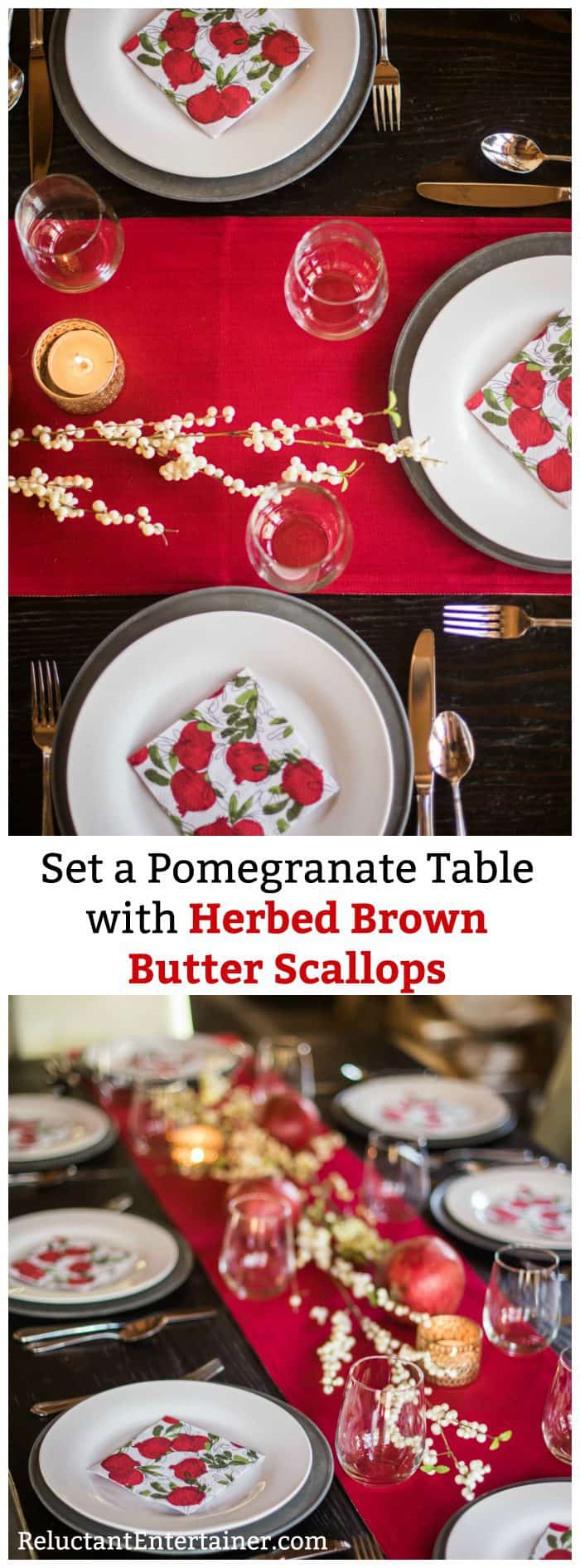 Set a Pomegranate Table with Herbed Brown Butter Scallops