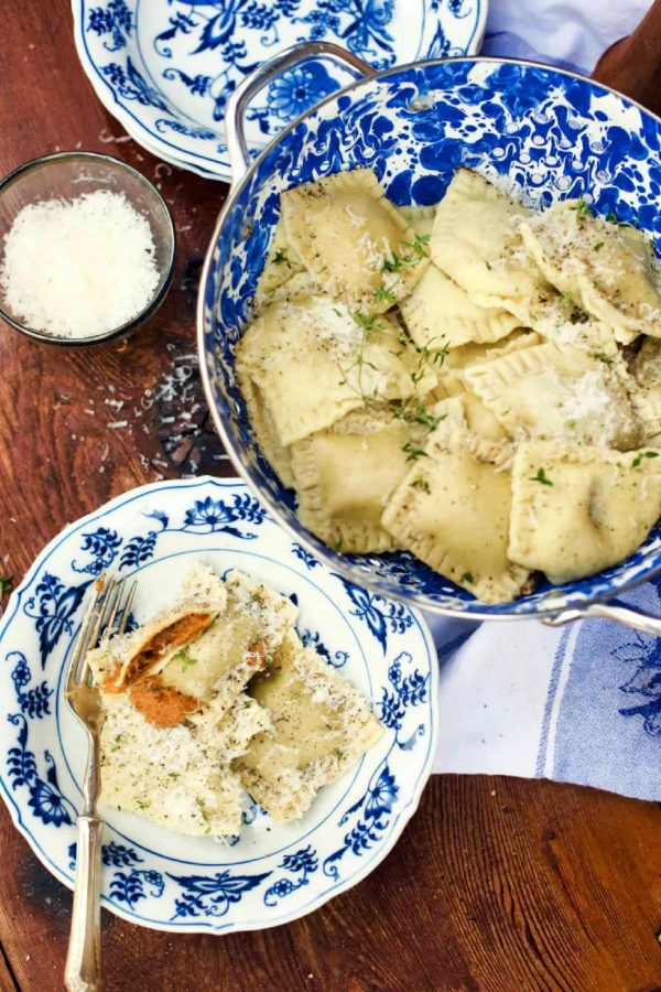 homemade Sweet Potato Ravioli with Fig