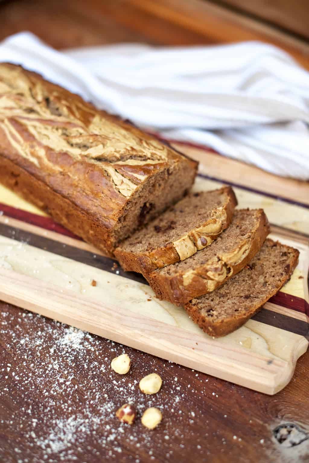 Chocolate Hazelnut Peanut Butter Banana Bread - Reluctant Entertainer