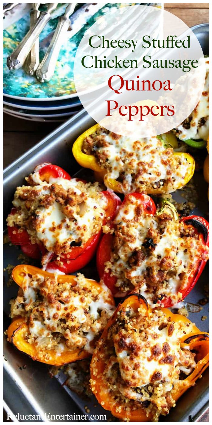 Cheesy Stuffed Chicken Sausage Quinoa Peppers Recipe