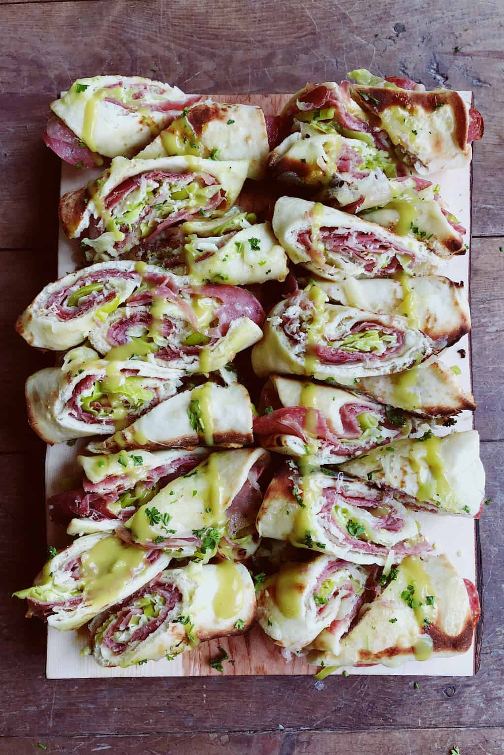 Rolled Flatbread Cubano Sandwich Recipe - Reluctant Entertainer