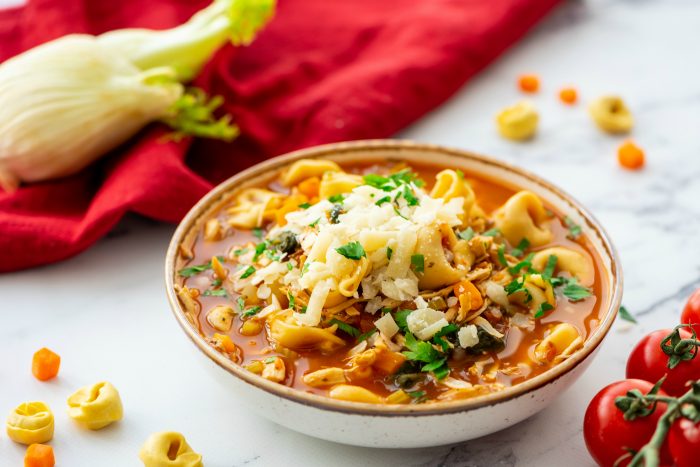 Slow Cooker Chicken Tortellini Soup - Reluctant Entertainer