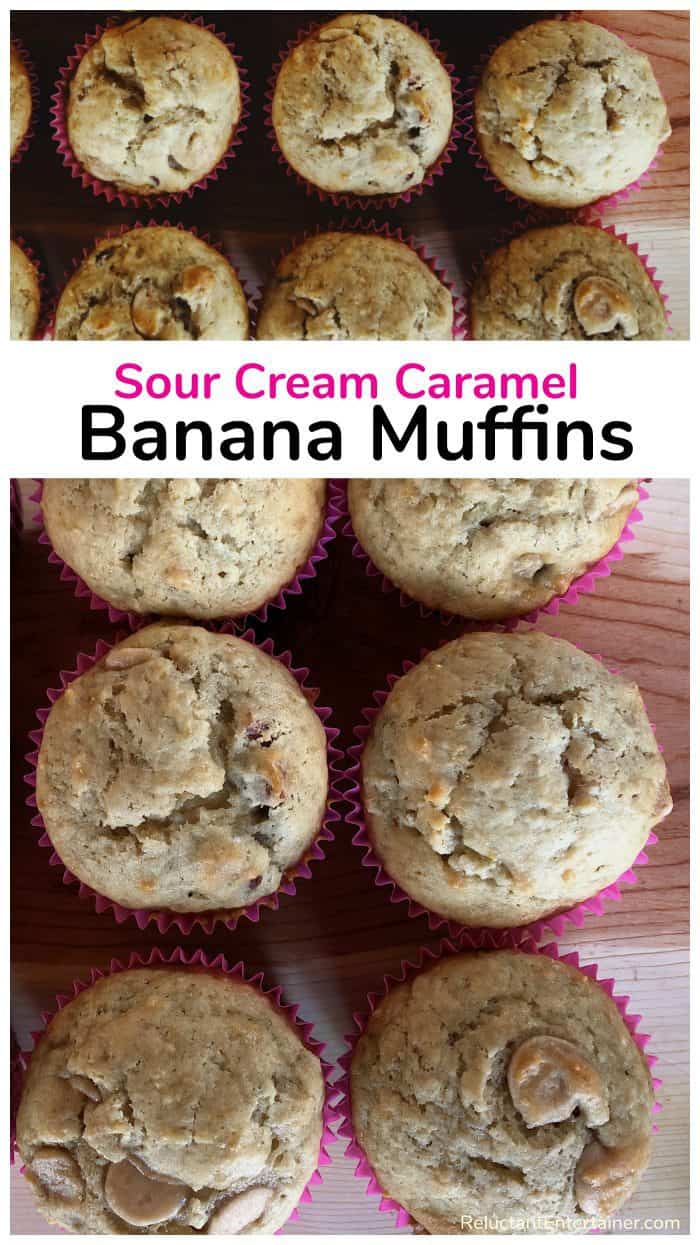 Sour Cream Caramel Banana Muffins Recipe Reluctant Entertainer