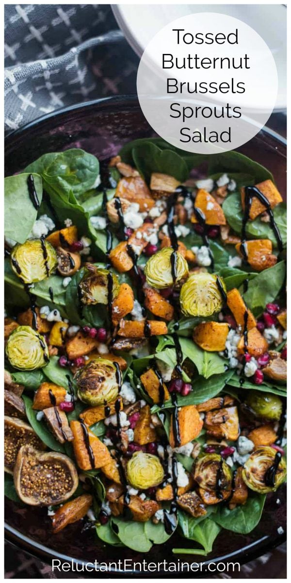 beautiful Tossed Butternut Brussels Sprouts Salad drizzled with balsamic