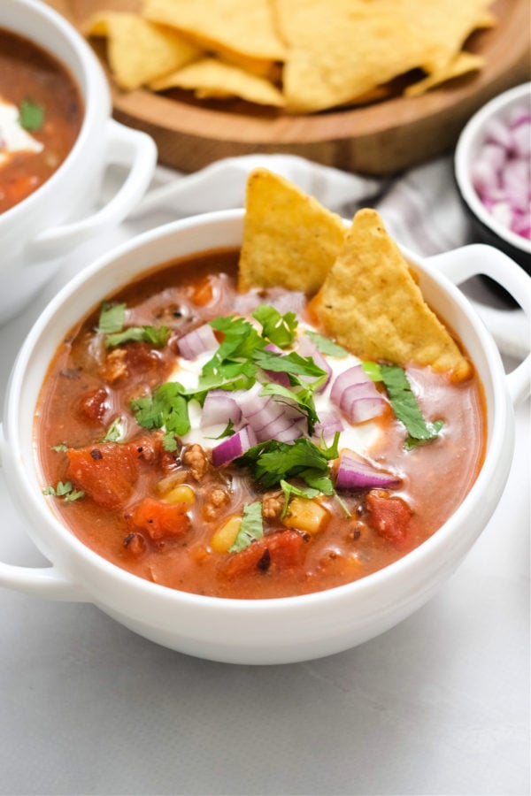 tortilla soup with toppings