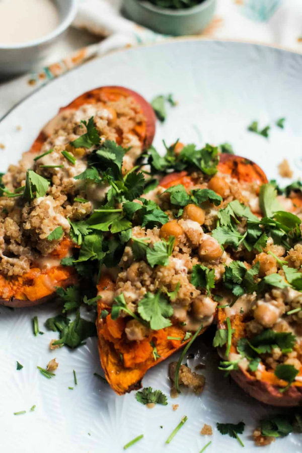 3 halves Chickpeas Stuffed Sweet Potatoes