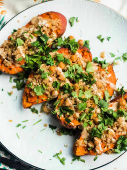 Chickpea Stuffed Sweet Potatoes - Reluctant Entertainer