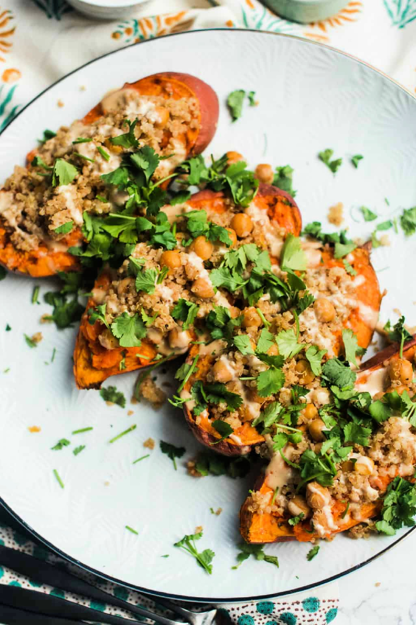 Chickpea Stuffed Sweet Potatoes - Reluctant Entertainer