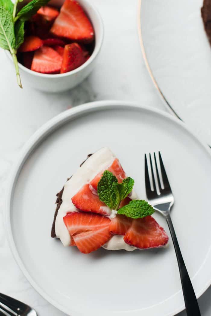 Flourless Chocolate Cake with Strawberry Coconut Cream