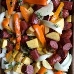 Colorful Parsnips Rutabaga Sausage Sheet Pan Dinner