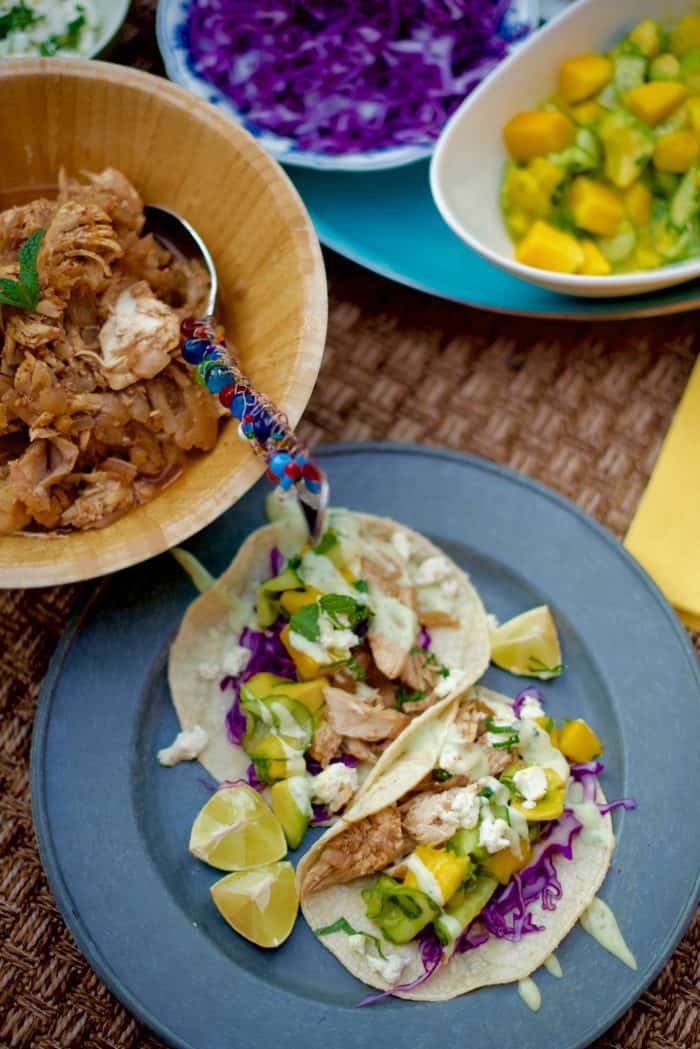 Slow Cooker Shredded Chicken in serving bowl