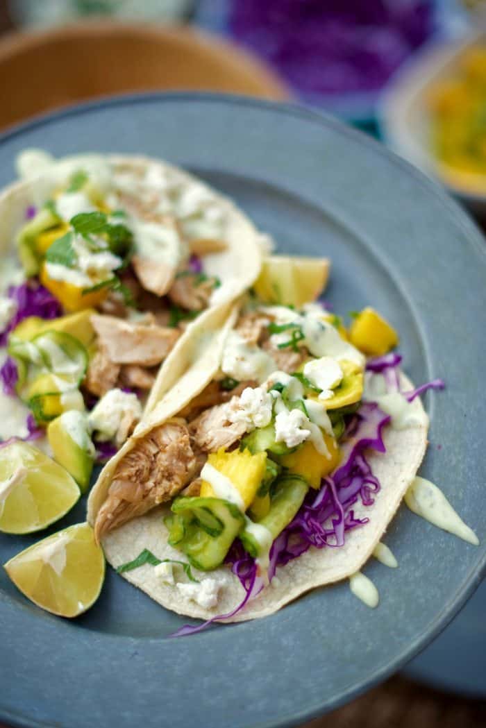 2 tacos with Slow Cooker Vietnamese Shredded Chicken