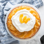 peach upside down cake with whipped cream
